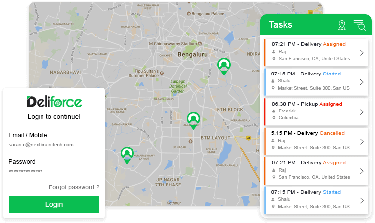 Customer App, Delivery Agent App & Manager Dashboard